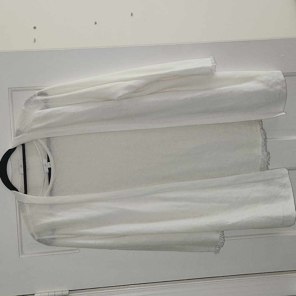 JJill Soft-white Sleeveless Top and Cardigan Set